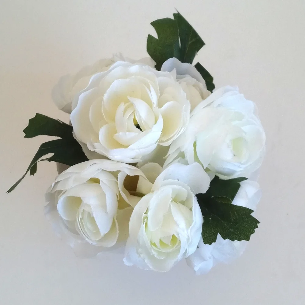 Elegant White Peonies Floral Arrangement in Decorative Pot 6” Tall